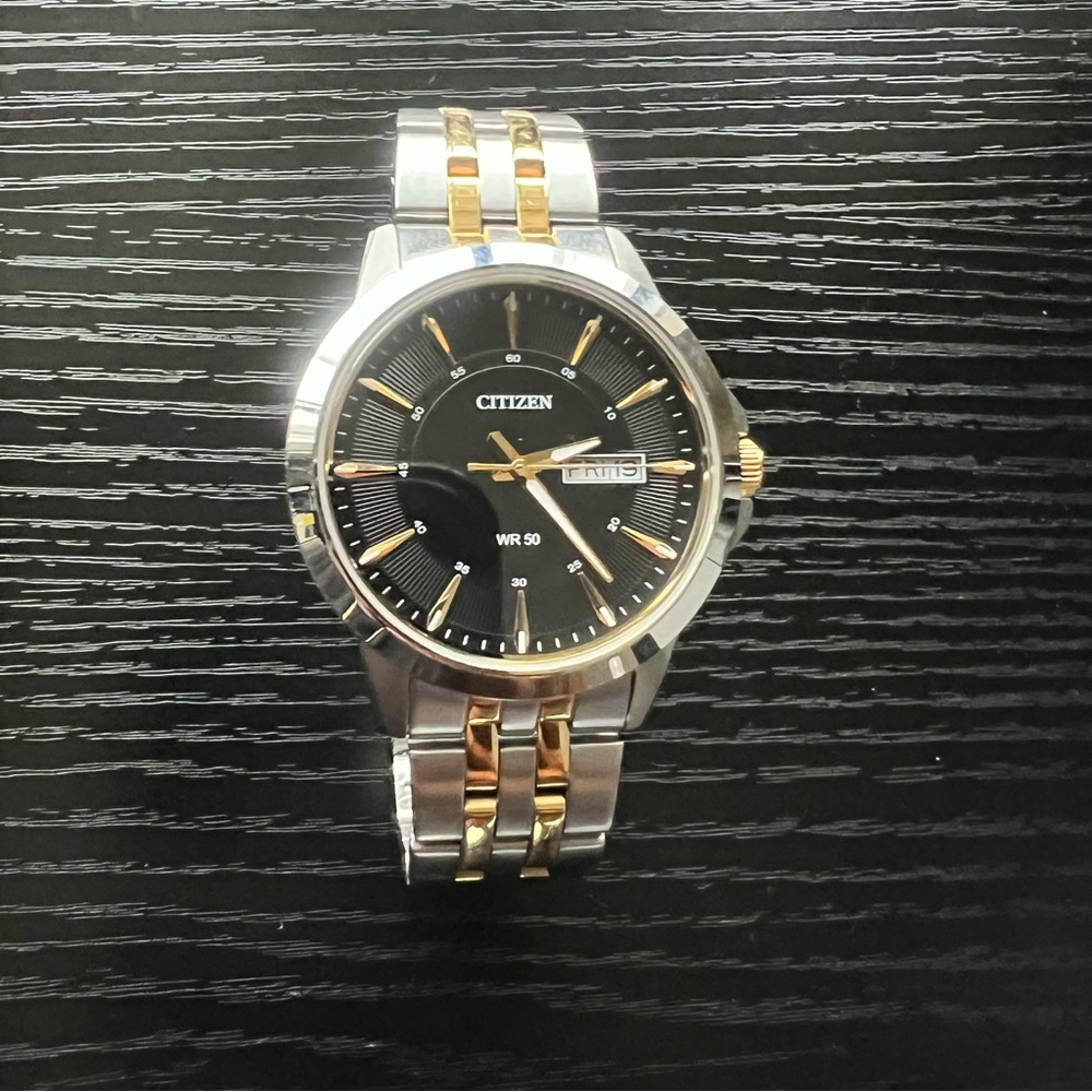 Citizen Quartz Black Dial Two-tone Stainless Steel Men's Watch BF2018-52E